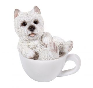 White Westie West Highland Terrier Puppy Dog Teacup Pet Pal Mini Figurine