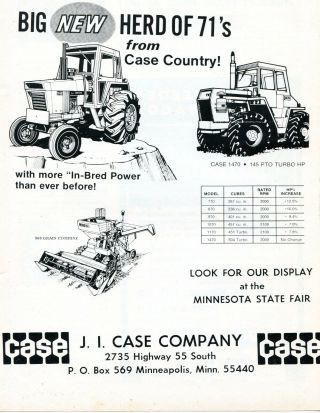 1971 Dealer Print Ad Of Ji Case Agri King & 1470 Tractor 960 Grain Combine