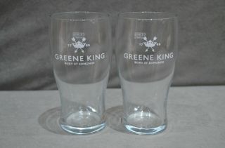 (2) Greene King Bury St Edmunds Pint 20oz Tulip Toughened Glasses 2015