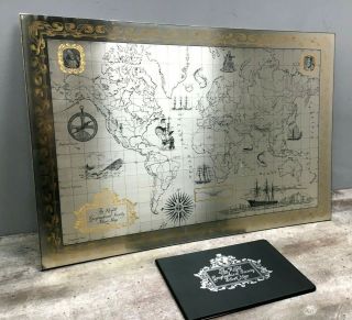 Royal Geographical Society 1976 Sterling Silver Map Of The World 24 Carat Gold