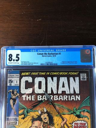 Conan The Barbarian 1,  CGC 8.  5,  VF,  Off - White to White Pages,  1st Appearance 2