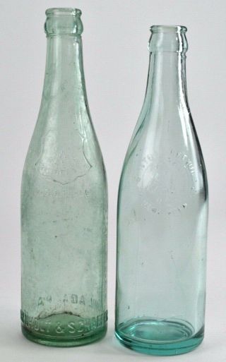 2 Rare Vintage Beer Bottles Arnholt & Schaefer Philly & Central Brewing Ny Aqua