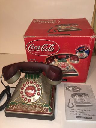 Coca - Cola Vintage Stained Glass Tiffany Style Lighted Telephone Phone