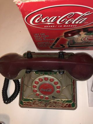 COCA - COLA Vintage Stained Glass Tiffany Style Lighted Telephone Phone 3