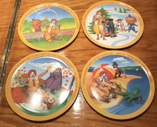 Set Of (4) Vintage Antique Ronald Mcdonald Plates - Seasons