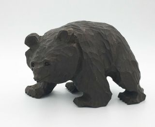 Vintage Hand Carved Wood Black Bear Ainu Hokkaido,  Signed,  Made In Japan