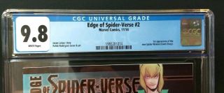 Edge Of Spider - verse 2 CGC 9.  8 1st Print - 1st Spider - Gwen - Case 2
