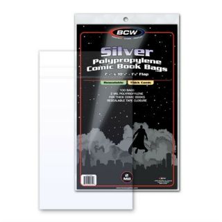 500 Bcw Resealable Thick Silver Age Comic Book Poly Bags 7 - 1/4x10 - 1/2 Acid