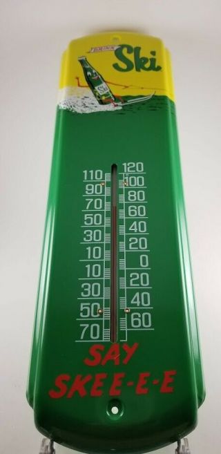 Ski Soft Drink Metal Thermometer " Say Skee - E - E " By Double Cola