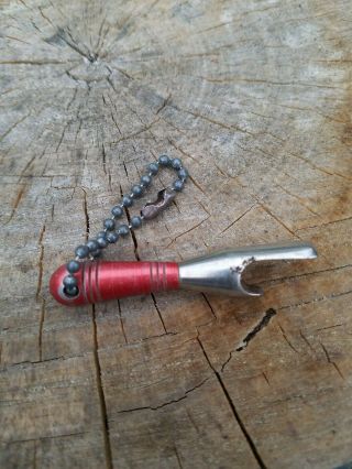 Vintage Bowling Pin Bullet Style Metal Bottle Opener Keychain Rat Rod Key Fob