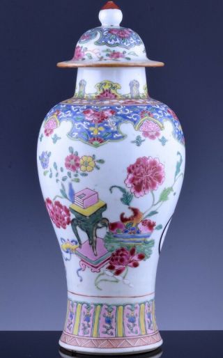 VERY FINE 18THC CHINESE QIANLONG FAMILLE ROSE IMPERIAL PRECIOUS OBJECTS VASE 3