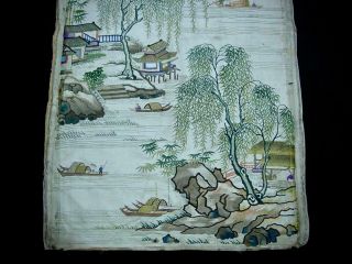 FINE RARE ANTIQUE CHINESE EMBROIDERED SILK PANEL OF ' VIEWS OF GUANGZHOU ' 2 5