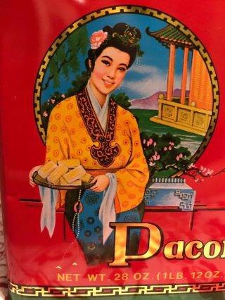 Vintage Large Paconfec Cookie Tin Pacific Biscuit & Confectionery Co.  Hong Kong