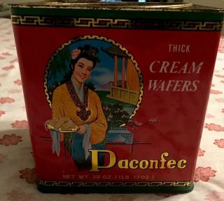 Vintage Large Paconfec Cookie Tin Pacific Biscuit & Confectionery Co.  Hong Kong 2