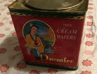 Vintage Large Paconfec Cookie Tin Pacific Biscuit & Confectionery Co.  Hong Kong 4
