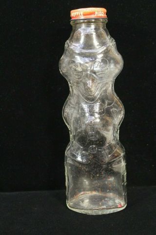 Figural Clear Glass Bottle Fox With Bank Lid