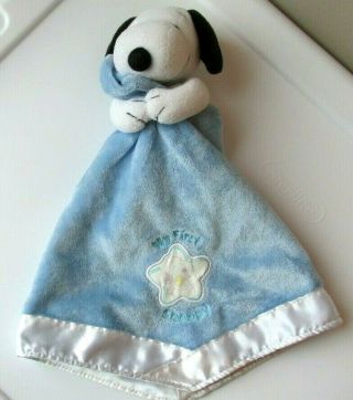 My First Snoopy Baby Blanket Blue Plush Puppet Prestige Snuggle