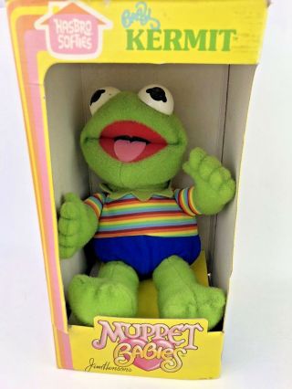 Vintage 1985 Hasbro Softies Baby Kermit Plush Toy Muppet Babies Jim Henson 19