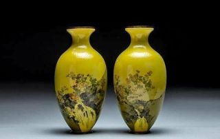 Pair Japanese Cloisonne Vases,  Meiji Period