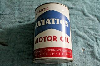 Empty Atlantic Aviation 5 Quarts Motor Oil Can Garage Decor