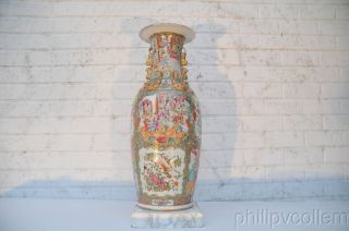 Large Chinese Canton Famille Rose Baluster Vase.