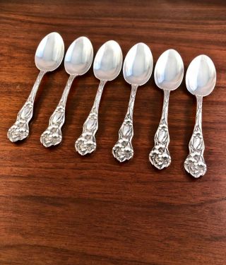 (6) Rare Watson Co.  Sterling Silver Oval Bowl Dessert / Soup Spoons 1902 Lily 7 "