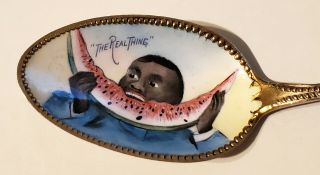 Rare Black Americana Sterling Enamel Watermelon Boy Souvenir Spoon - Kentucky
