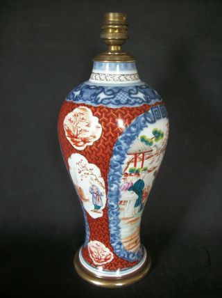 32cm CHINESE 18th C QIANLONG FAMILLE ROSE MANDARIN PORCELAIN VASE LAMP 5