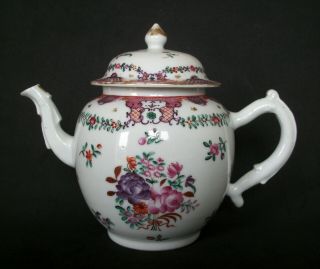 Perfect Chinese 18th C Qianlong Famille Rose Lowestoft Porcelain Teapot Vase