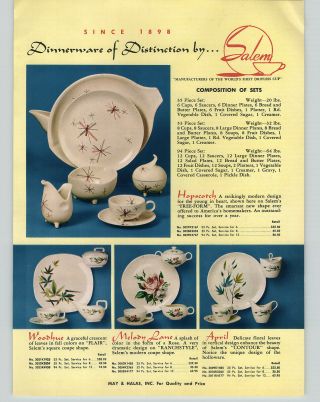 1958 Paper Ad 2 Sided Salem Dinnerware China Viktor Schreckengost Hopscotch