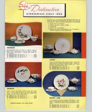 1956 Paper Ad 2 Sided Salem China Dinnerware Primrose Woodhue First Lady,