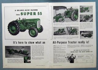 1954 Oliver 55 Tractor 2 Page Ad What An All Purpose Tractor Is