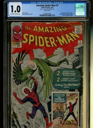 Spider - Man 2 Cgc 1.  0 | Marvel 1963 | 1st Vulture & Tinkerer.