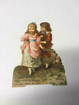 Victorian Die - Cut Advertising Trade Card - - The White Sewing Machine