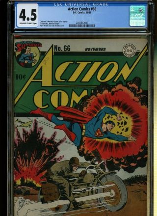 Action Comics 66 Cgc 4.  5 | Dc 1943 | Golden Age Superman