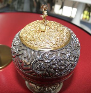 Antique Chinese Straits Betel Nut Box,  Silver Gold ca.  1800s Peranakan Malaysia 11