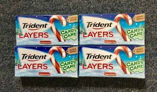 Trident Layers Gum,  Candy Cane Rare Limited Edition (4) 14 Piece Packs 7/2019