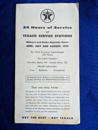 1959 Texaco Service Stations 24 Hours Midwest Rocky Mountains Co Il In Ks