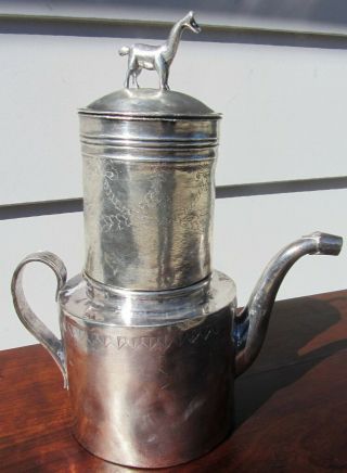 Antique Spanish Colonial Silver 17th Cent Sterling Teapot Coffee Pot With Llama