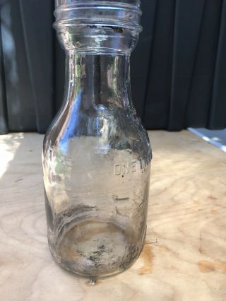 1940s Era Vintage Embossed Glass 1 Qt Motor Oil Bottle - No Chips