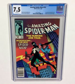 Spider - Man 252 Cgc 7.  5 Key White Pages (1st Black Costume) 1984 Marvel