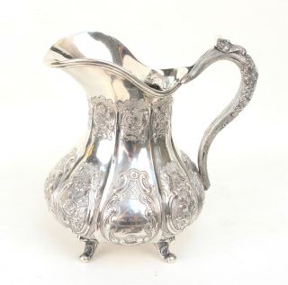 W.  Adams 1849 American Coin Silver Pitcher With York History Moses G Leonard