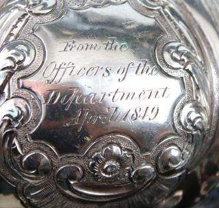 W.  Adams 1849 American Coin Silver Pitcher with York History Moses G Leonard 8