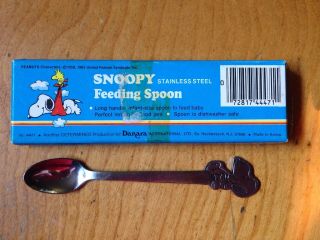 Vintage Danara Snoopy & Woodstock Stainless Baby Feeding Spoon,  Box 1965 Peanuts