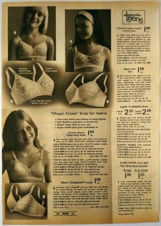 70 ' s Vintage PAPER PRINT AD dramatic lace plunge push - up bra lingerie underwear 2