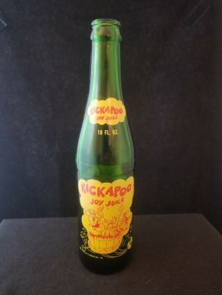 Vintage Acl Soda Pop Bottle: Green Kickapoo Joy Juice From Nugrape - 10 Oz Acl