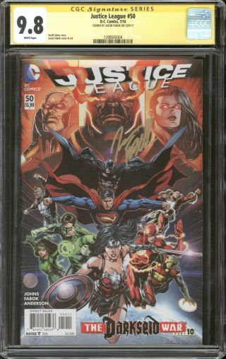 Justice League 50 Cgc 9.  8 Ss Signed Jason Fabok Dc Comics Darkseid War Batman