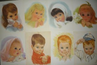 Vtg Frances Hook Northern Tissue All American Beauties Children Prints Set Of 8