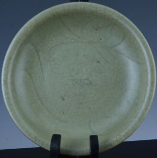 Very Fine 14/15thc Chinese Ming Dynasty Longquan Celadon Glaze Lotus Dish Bowl 2
