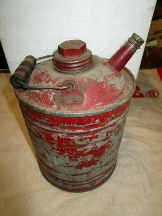7 Vintage Galvanized 1 Gallon Metal Kerosene/ Gas Can Wood Handle